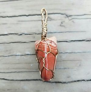 Brass Wire Wrapped Red Jasper